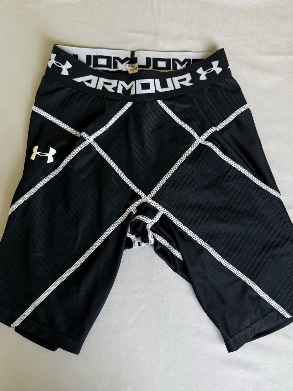 Under Armour Black Men’s Compression Training Shorts with White Logo